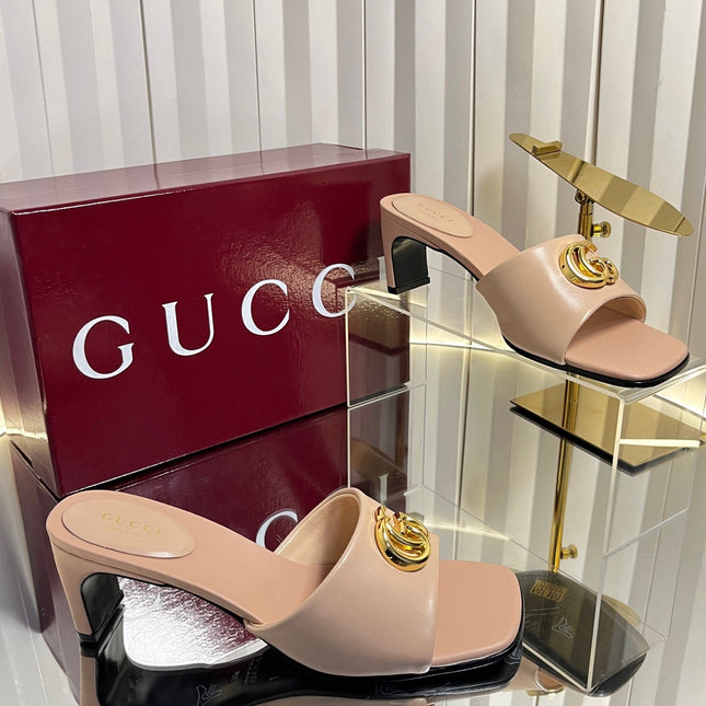 GUCCI 26S HIGH-HEELED SANDALS 45 MM IN NUDE PINK CALFSKIN