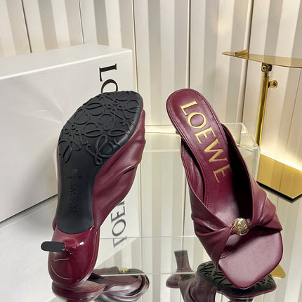 LOEWE 26S HEELED SANDALS 45 MM IN DARK RED CALFSKIN