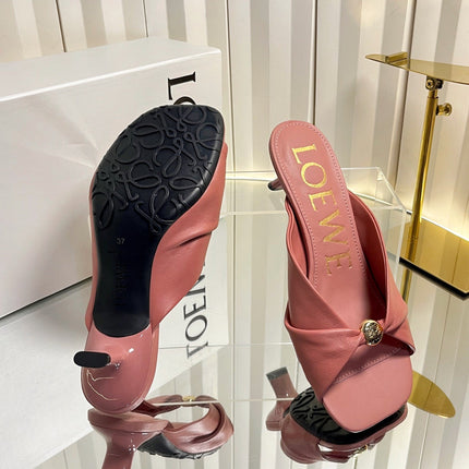LOEWE 26S HEELED SANDALS 45 MM IN DUSTY PINK CALFSKIN