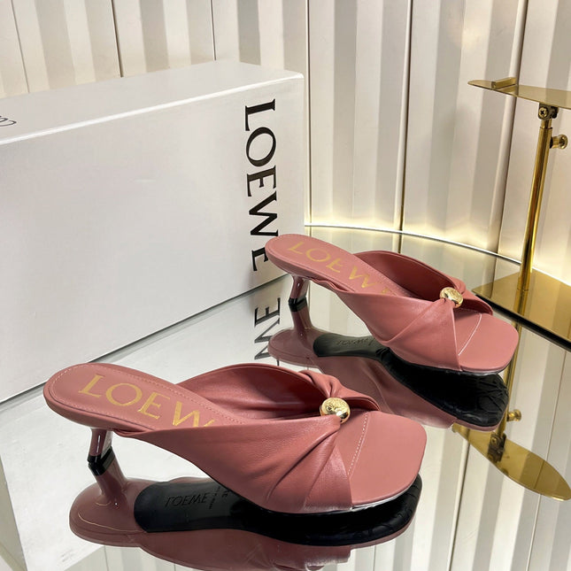LOEWE 26S HEELED SANDALS 45 MM IN DUSTY PINK CALFSKIN