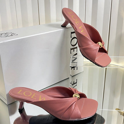 LOEWE 26S HEELED SANDALS 45 MM IN DUSTY PINK CALFSKIN