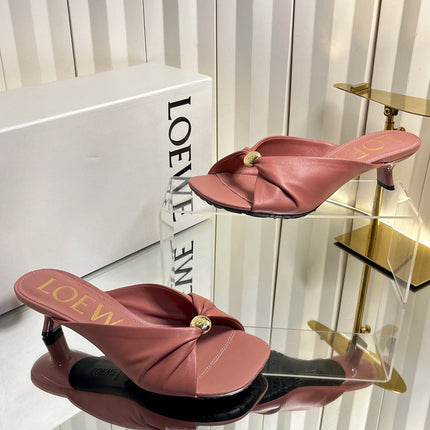 LOEWE 26S HEELED SANDALS 45 MM IN DUSTY PINK CALFSKIN
