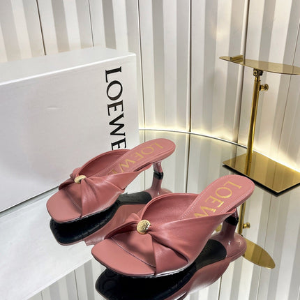 LOEWE 26S HEELED SANDALS 45 MM IN DUSTY PINK CALFSKIN