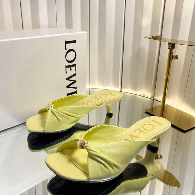LOEWE 26S HEELED SANDALS 45 MM IN LIGHT YELLOW CALFSKIN
