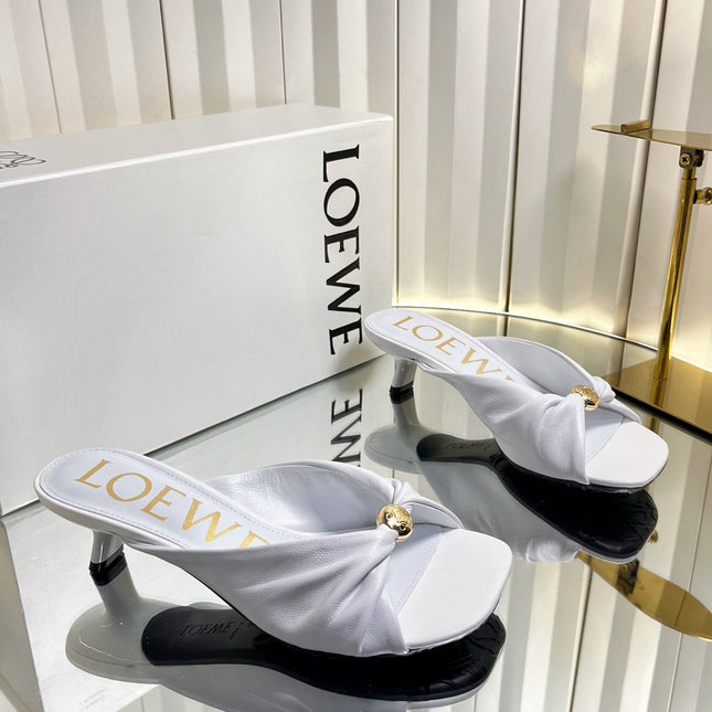 LOEWE 26S HEELED SANDALS 45 MM IN WHITE CALFSKIN