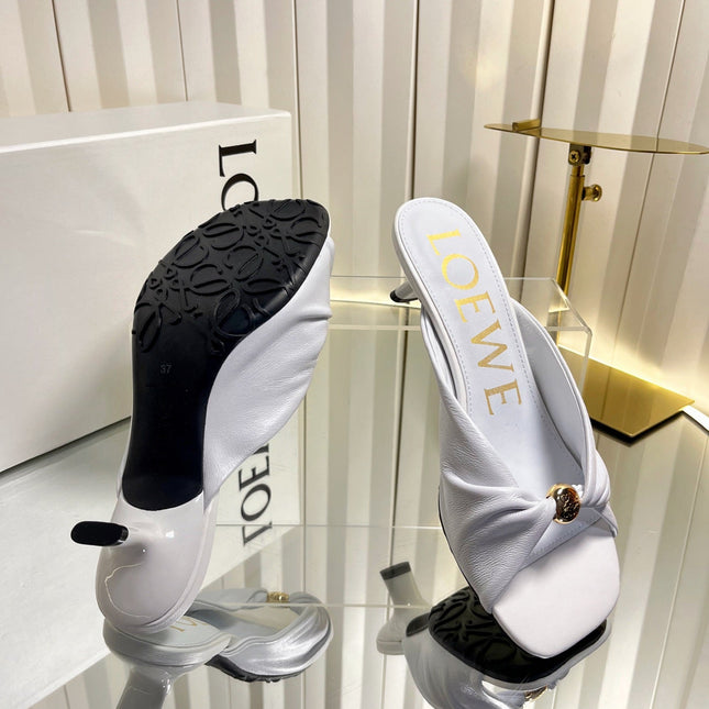 LOEWE 26S HEELED SANDALS 45 MM IN WHITE CALFSKIN