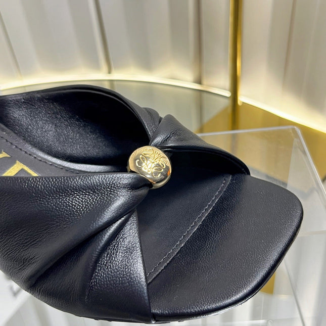 LOEWE 26S HEELED SANDALS 45 MM IN BLACK CALFSKIN