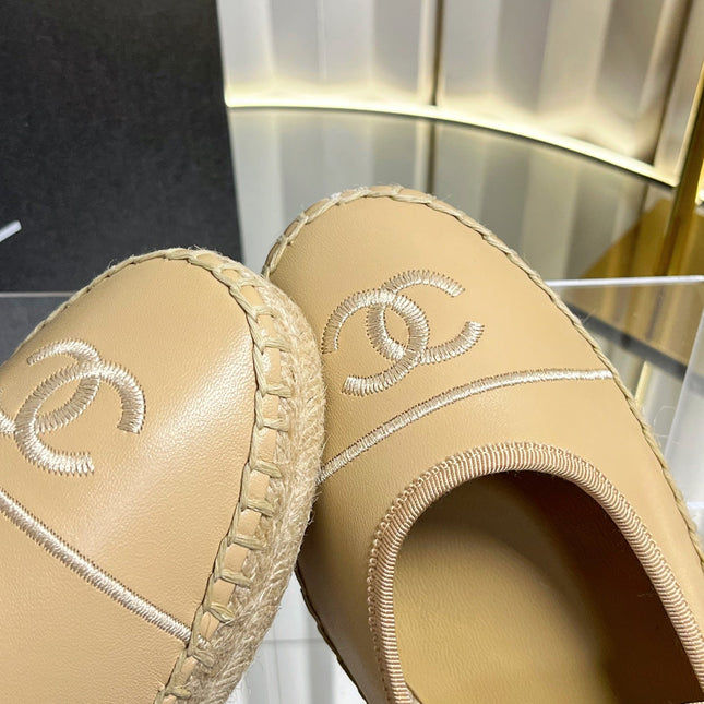 CHANEL 26S ESPADRILLE MARY JANE SHOES IN BEIGE LAMBSKIN