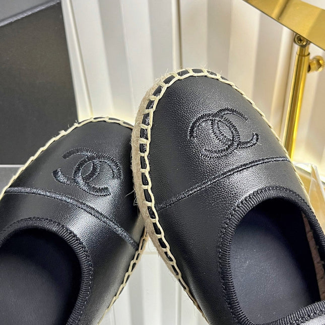 CHANEL 26S ESPADRILLE MARY JANE SHOES IN BLACK LAMBSKIN