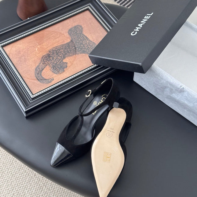 HIGH HEELS WAIST CUTTING IN BLACK SUEDE MIX GLOSSY