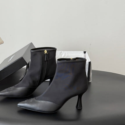CHANEL 26S ANKLE BOOTS IN BLACK LAMBKIN