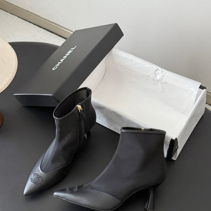 CHANEL 26S ANKLE BOOTS IN BLACK LAMBKIN