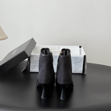 CHANEL 26S ANKLE BOOTS IN BLACK LAMBKIN
