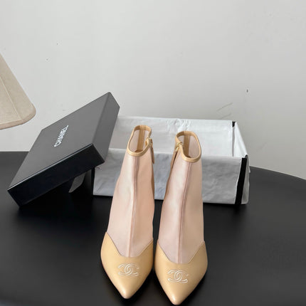 CHANEL 26S ANKLE BOOTS IN BEIGE LAMBSKIN