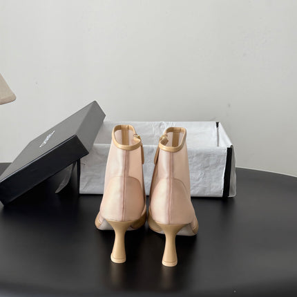 CHANEL 26S ANKLE BOOTS IN BEIGE LAMBSKIN