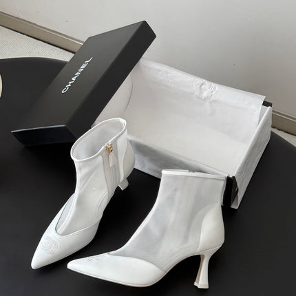 CHANEL 26S ANKLE BOOTS IN WHITE MESH
