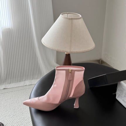 CHANEL 26S ANKLE BOOTS IN PINK LAMBKIN