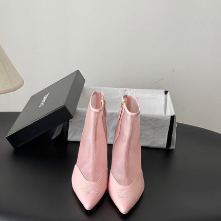 CHANEL 26S ANKLE BOOTS IN PINK LAMBKIN