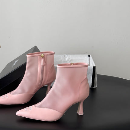 CHANEL 26S ANKLE BOOTS IN PINK LAMBKIN