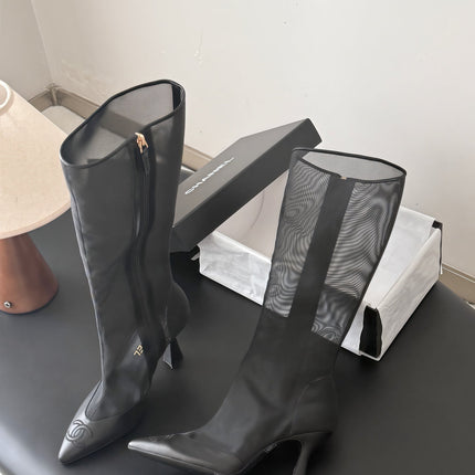 CHANEL 26S THIGH HIGH BOOTS IN BLACK MESH