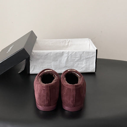 CHANEL 26S LOAFERS IN BURGUNDY SUEDE AND SHEARLING LINING