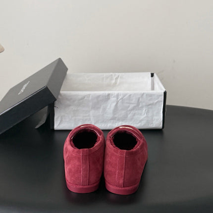 CHANEL 26S LOAFERS IN BURGUNDY SUEDE AND SHEARLING LINING