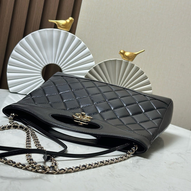 CHANEL 26S MINI SHOPPING BAG 32 IN BLACK LAMBSKIN