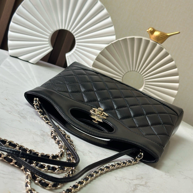 CHANEL 26S MINI SHOPPING BAG 24 IN BLACK LAMBSKIN