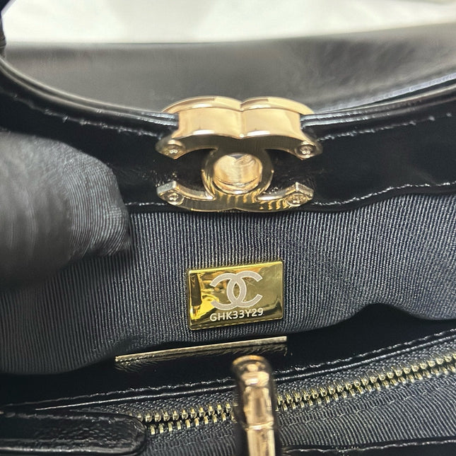 CHANEL 26S MINI SHOPPING BAG 24 IN BLACK LAMBSKIN