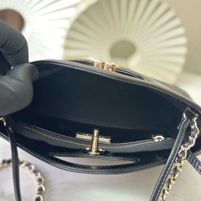 CHANEL 26S MINI SHOPPING BAG 24 IN BLACK LAMBSKIN