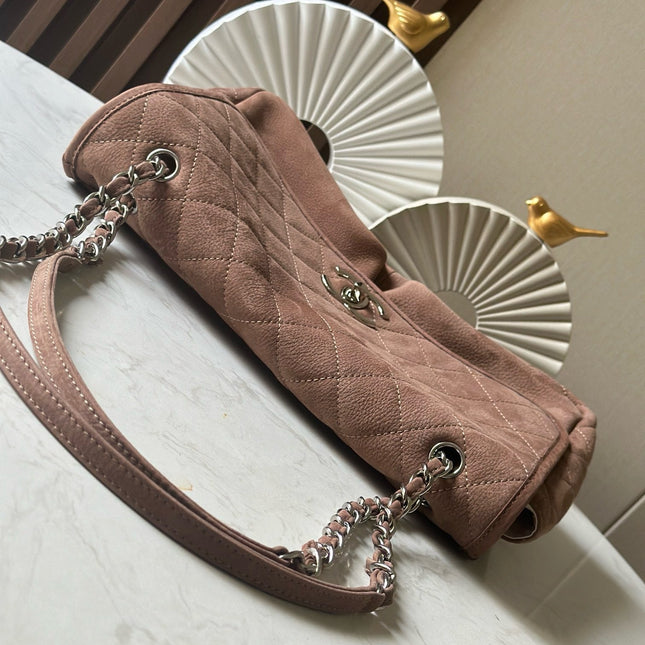CHANEL 25S FLAP BAG 34 IN BROWN SUEDE