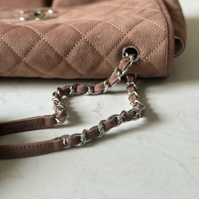 CHANEL 25S FLAP BAG 34 IN BROWN SUEDE