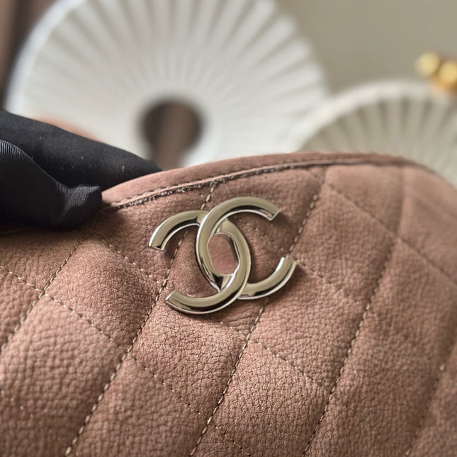 CHANEL 25S FLAP BAG 34 IN BROWN SUEDE