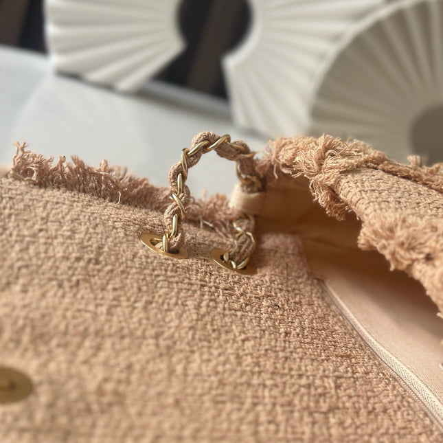 CHANEL 25S FLAP BAG 27 IN BEIGE FABRIC