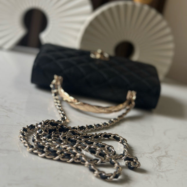 CHANEL 25S FLAP BAG 19 IN BLACK CALFSKIN SILVER HARDWARE