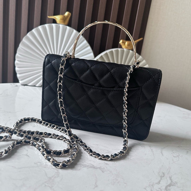 CHANEL 25S FLAP BAG 19 IN BLACK CALFSKIN SILVER HARDWARE