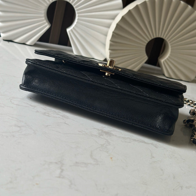 CHANEL 25S FLAP BAG 19 IN BLACK CALFSKIN SILVER HARDWARE