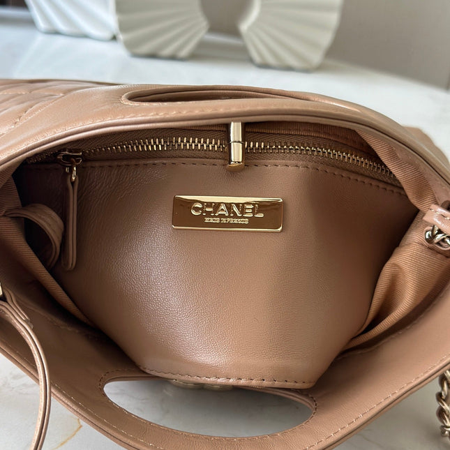 CHANEL 26S MINI SHOPPING BAG 24 IN TAUPE BROWN LAMBSKIN
