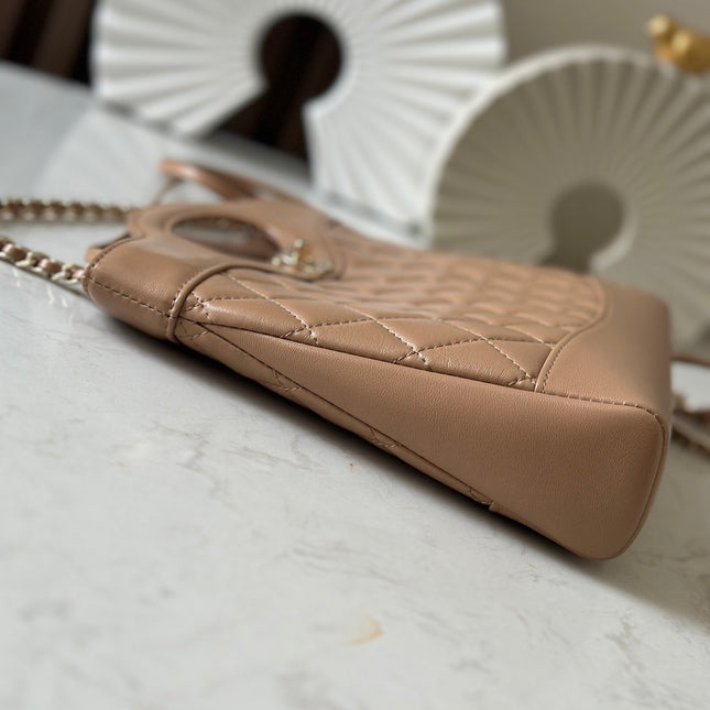 CHANEL 26S MINI SHOPPING BAG 24 IN TAUPE BROWN LAMBSKIN