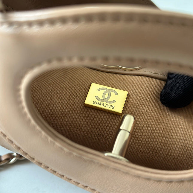 CHANEL 26S MINI SHOPPING BAG 24 IN TAUPE BROWN LAMBSKIN