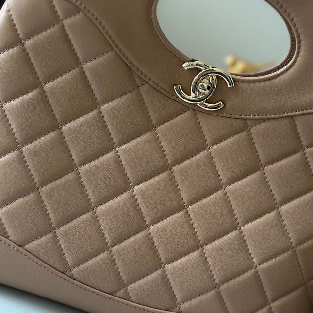 CHANEL 26S MINI SHOPPING BAG 32 IN TAUPE BROWN LAMBSKIN