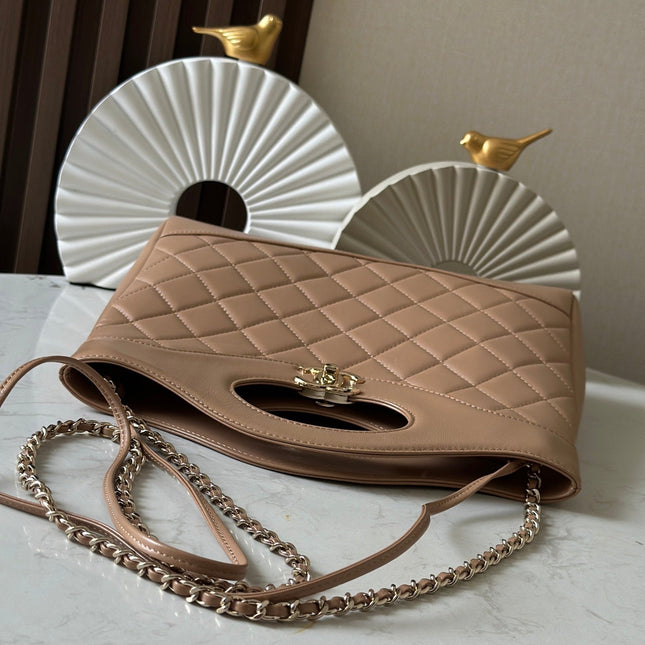 CHANEL 26S MINI SHOPPING BAG 32 IN TAUPE BROWN LAMBSKIN