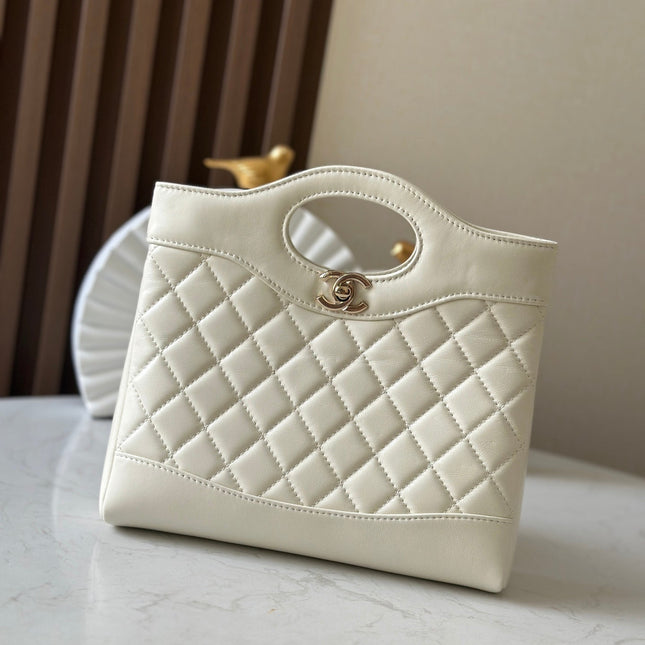 CHANEL 26S MINI SHOPPING BAG 24 IN WHITE LAMBSKIN