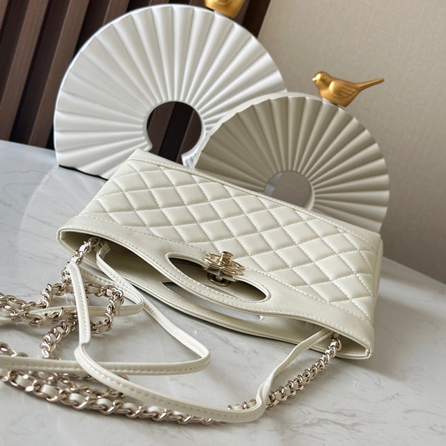 CHANEL 26S MINI SHOPPING BAG 24 IN WHITE LAMBSKIN