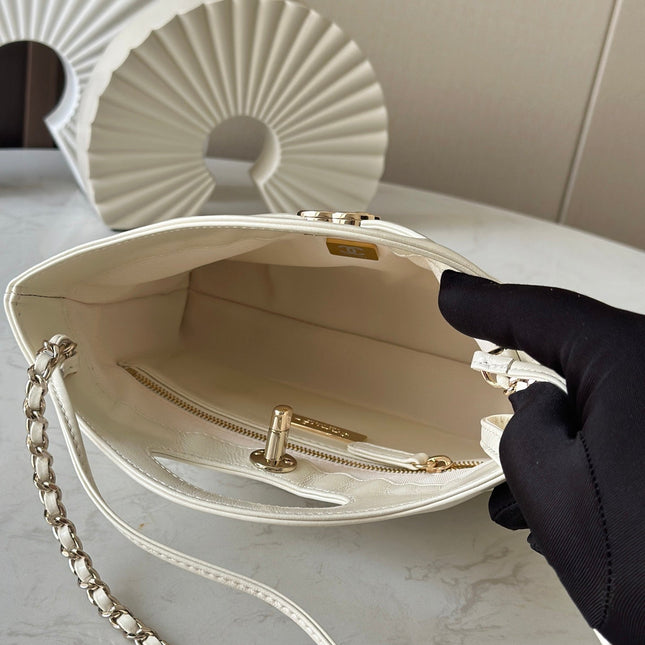 CHANEL 26S MINI SHOPPING BAG 24 IN WHITE LAMBSKIN