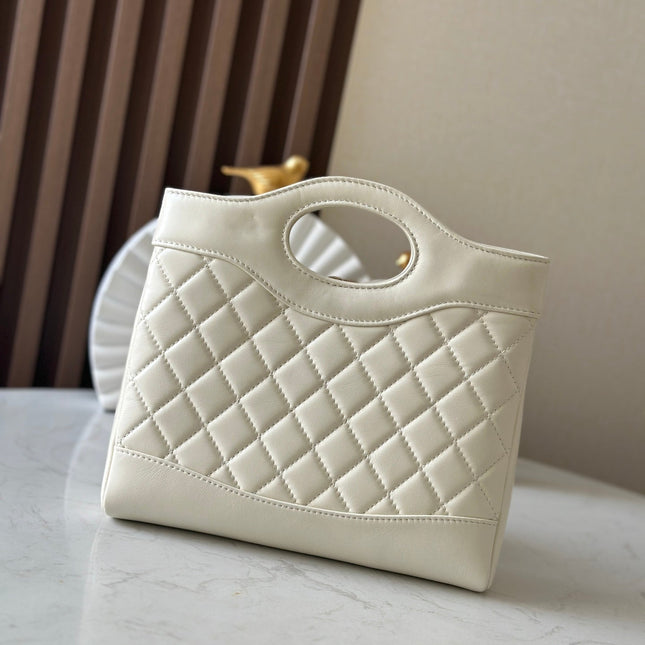 CHANEL 26S MINI SHOPPING BAG 24 IN WHITE LAMBSKIN
