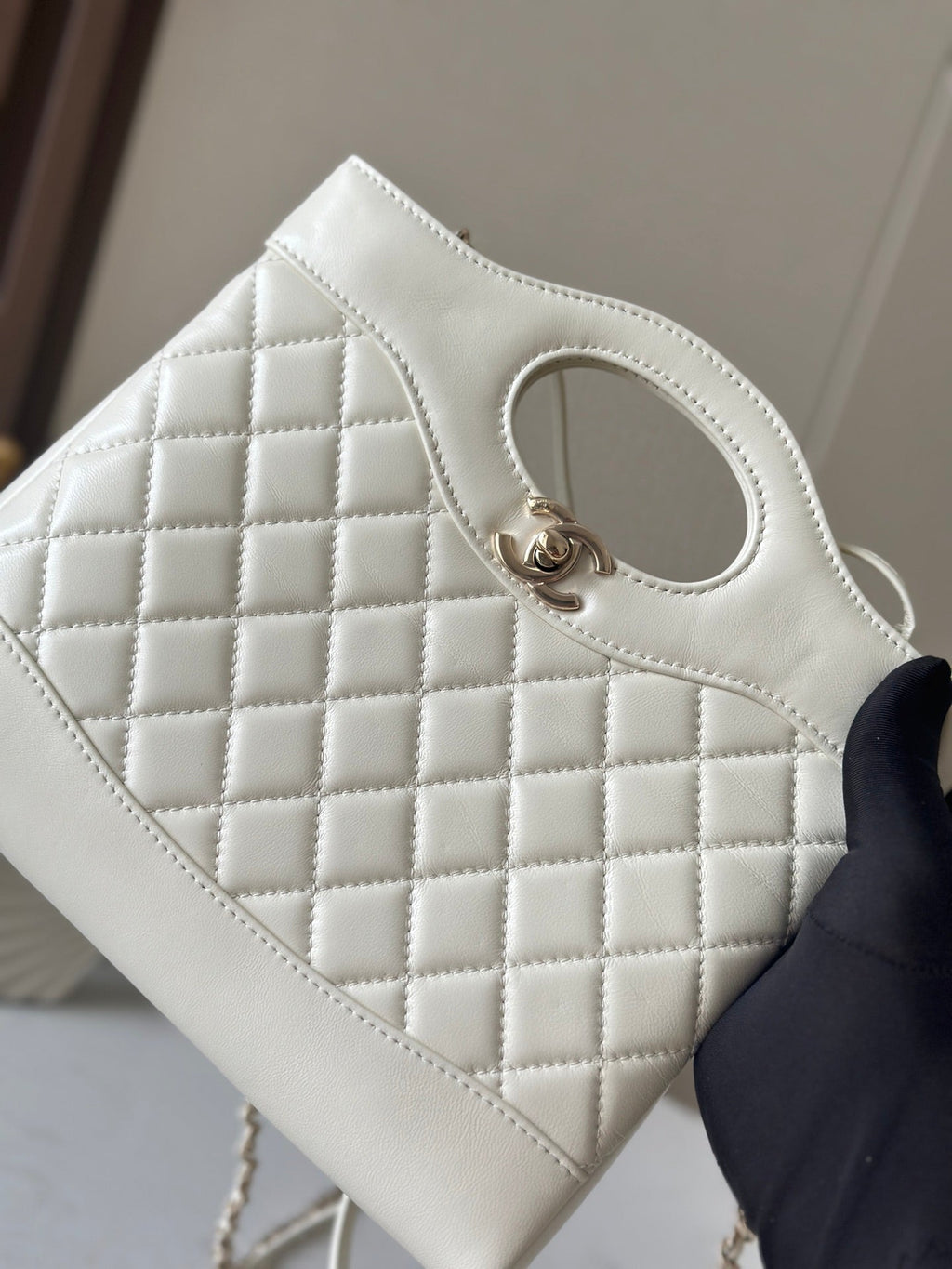CHANEL 26S MINI SHOPPING BAG 24 IN WHITE LAMBSKIN