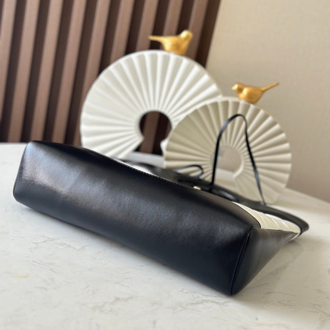 CHANEL 26S MINI SHOPPING BAG 32 IN WHITE AND BLACK LAMBSKIN