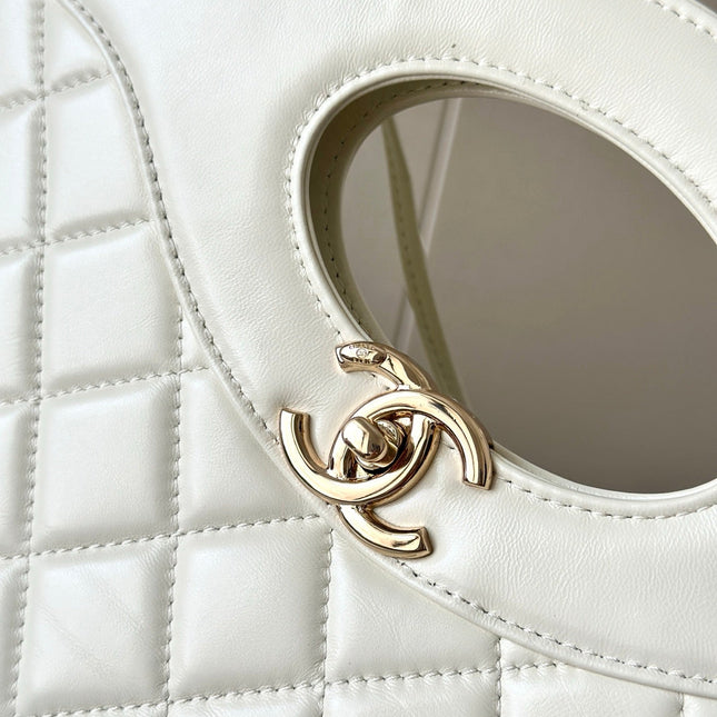 CHANEL 26S MINI SHOPPING BAG 32 IN WHITE LAMBSKIN