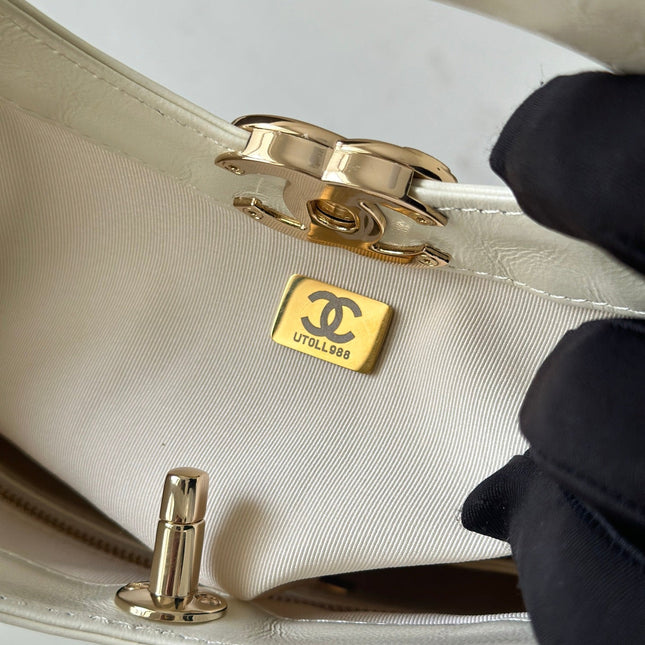 CHANEL 26S MINI SHOPPING BAG 32 IN WHITE LAMBSKIN